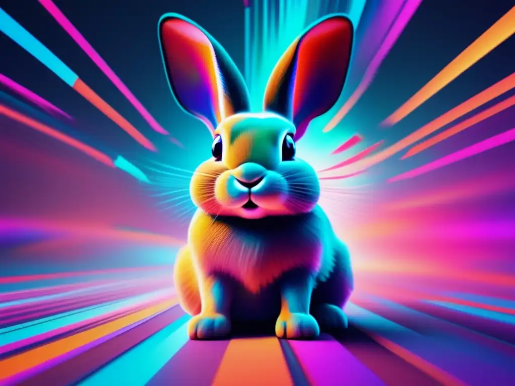 Análisis de ransomware Bad Rabbit: imagen caótica con colores vibrantes y formas distorsionadas