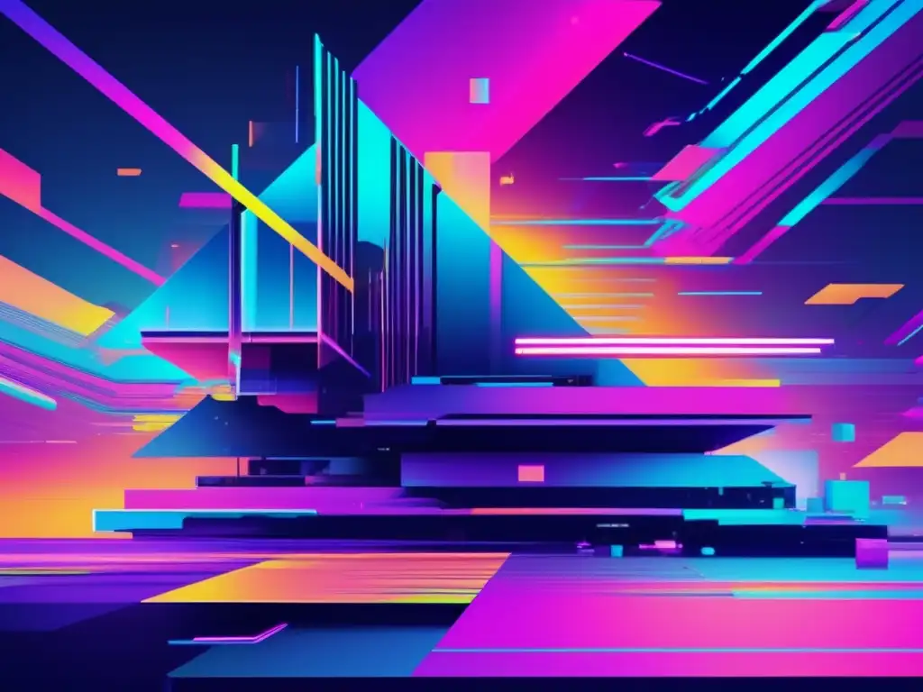 Arte glitch: Estética futurista y abstracta con colores vibrantes y formas geométricas