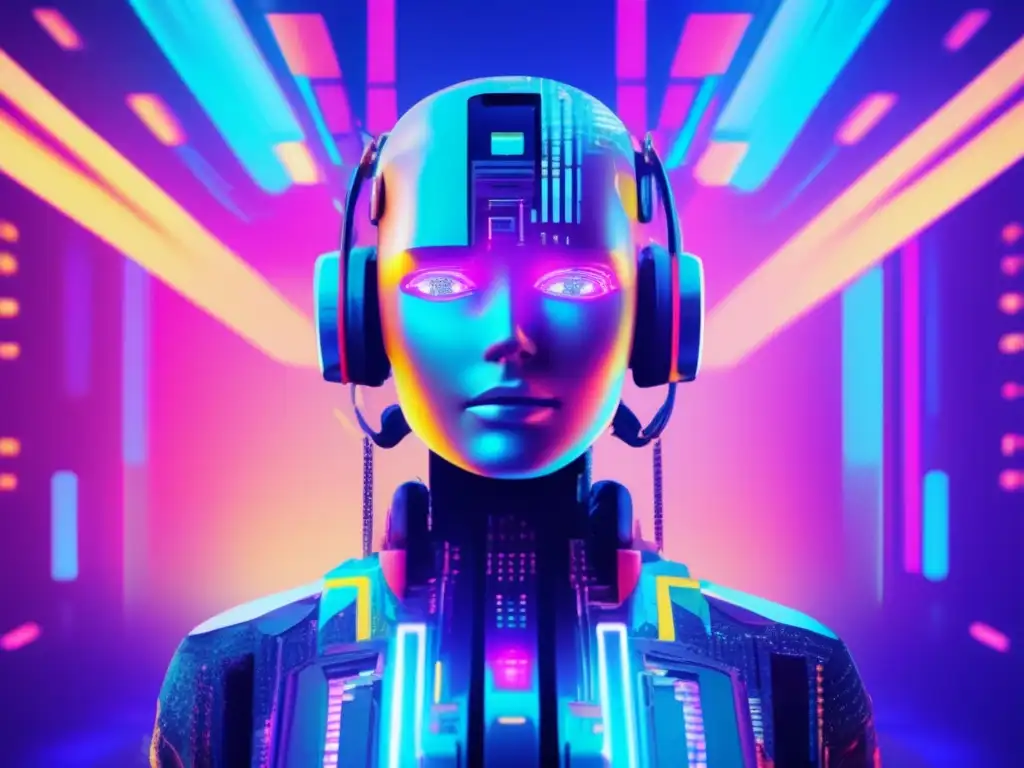 Glitch art de IA y ciberseguridad Beneficios de IA en ciberseguridad: imagen de glitch art con integración de tecnología y seguridad
