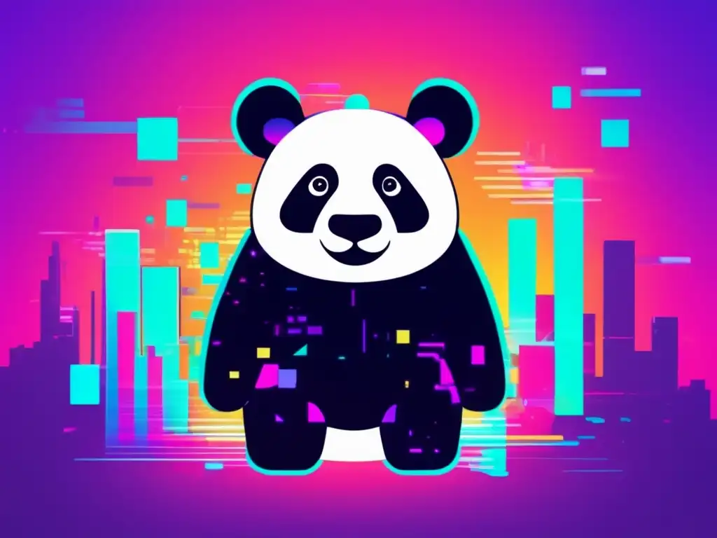 Ciberespionaje Deep Panda: Imagen glitch de un panda en un paisaje digital caótico