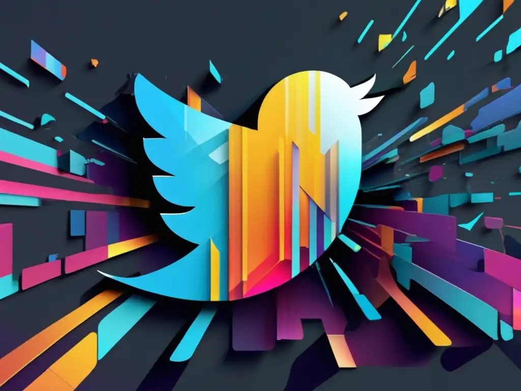 Logo de Twitter fragmentado en glitch art Ciberseguridad en Twitter: Compartir con precaución
