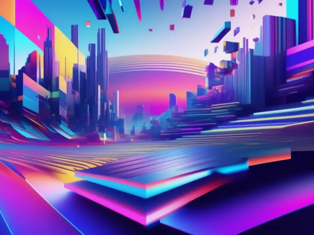 Glitch Art: Seguridad en Redes Sociales Formación en ciberseguridad para redes sociales: Imagen de escena vibrante y dinámica con estilo de arte de falla, representando riesgos y vulnerabilidades de plataformas sociales