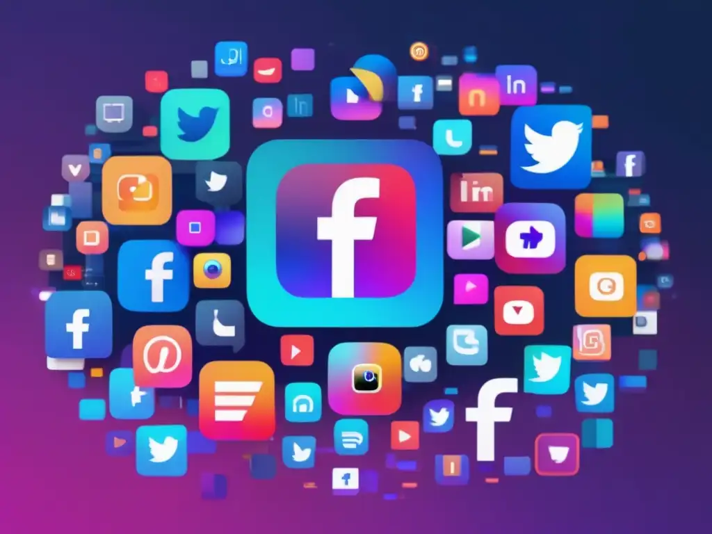 Ciberseguridad en redes sociales Formación en ciberseguridad para redes sociales: imagen glitch art de iconos de redes sociales entrelazados, con distorsiones pixeladas y efectos vibrantes de glitch