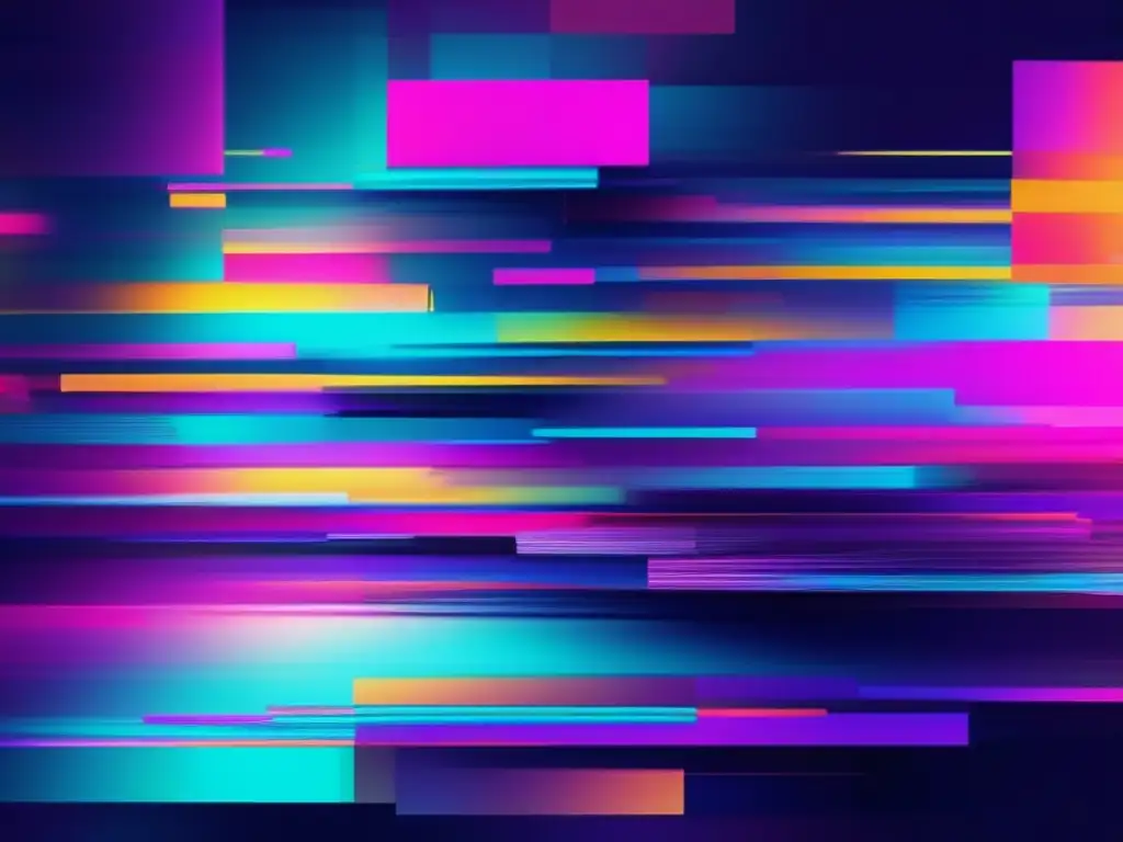 Cifrado cuántico: arte glitch vanguardista en colores vibrantes y formas abstractas