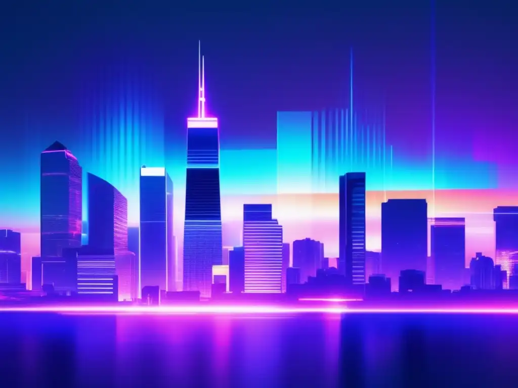 Ciudad nocturna futurista con transporte público seguro y estrategias de seguridad