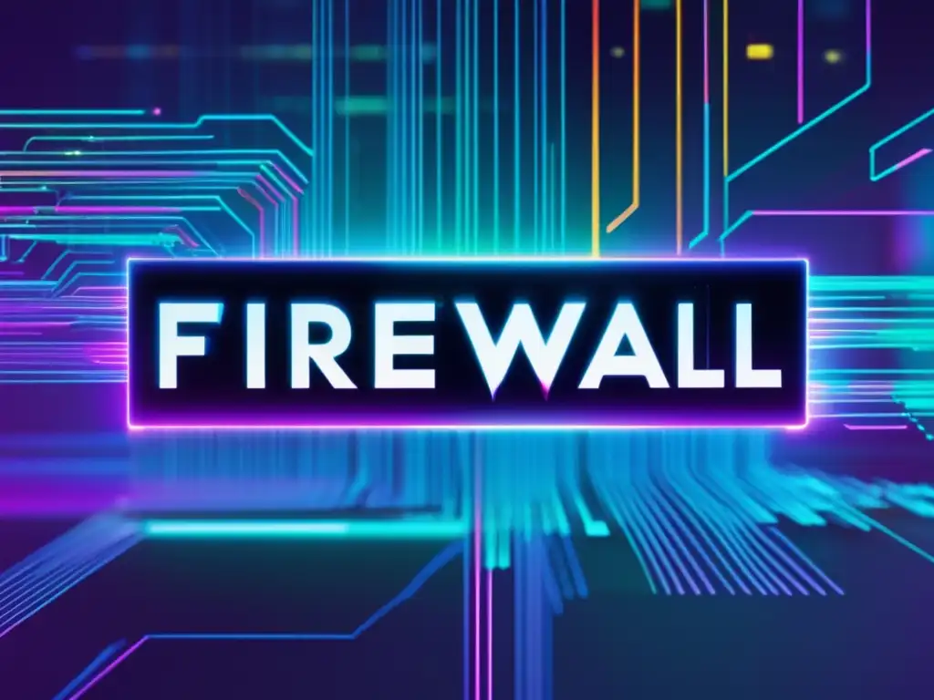 Comparativa Firewalls Empresariales 2023 - Arte glitch de ciberseguridad con firewalls empresariales destacados