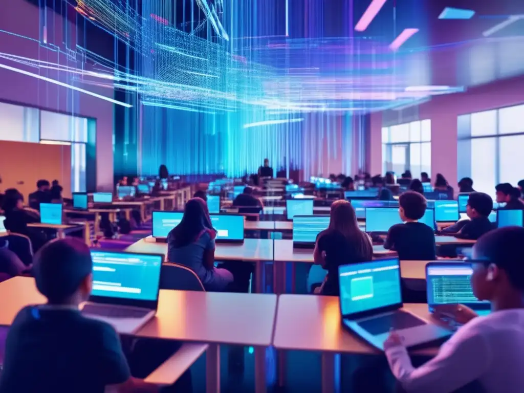 Protección datos académicos en línea: imagen cautivadora y provocadora sobre seguridad de datos en educación mediante arte glitch