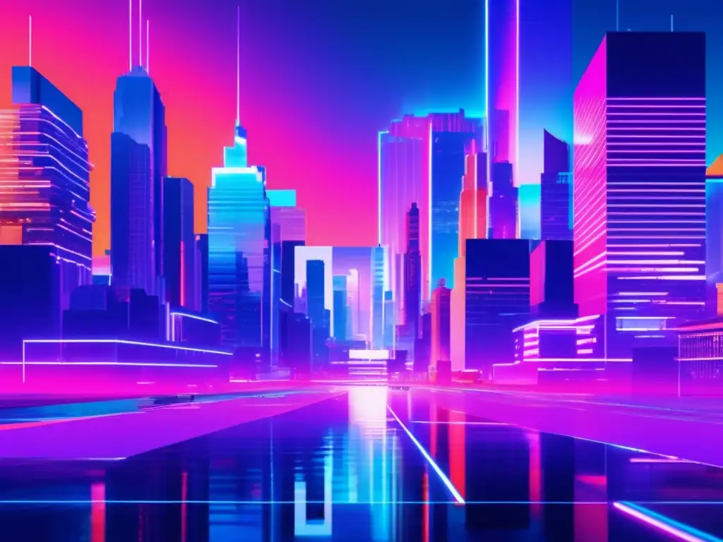 The image portrays a glitched digital landscape with a futuristic cityscape, representing advanced technology in the fight against identity theft