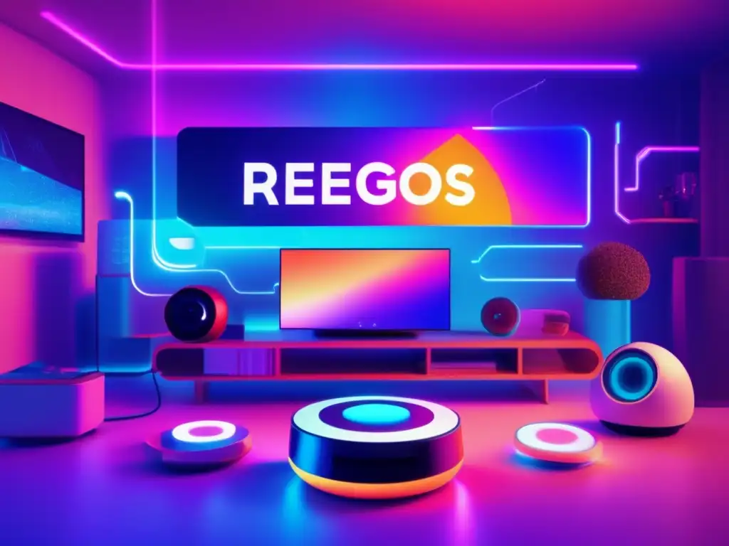 Smart home futurista con dispositivos IoT: Riesgos cibernéticos y vulnerabilidades