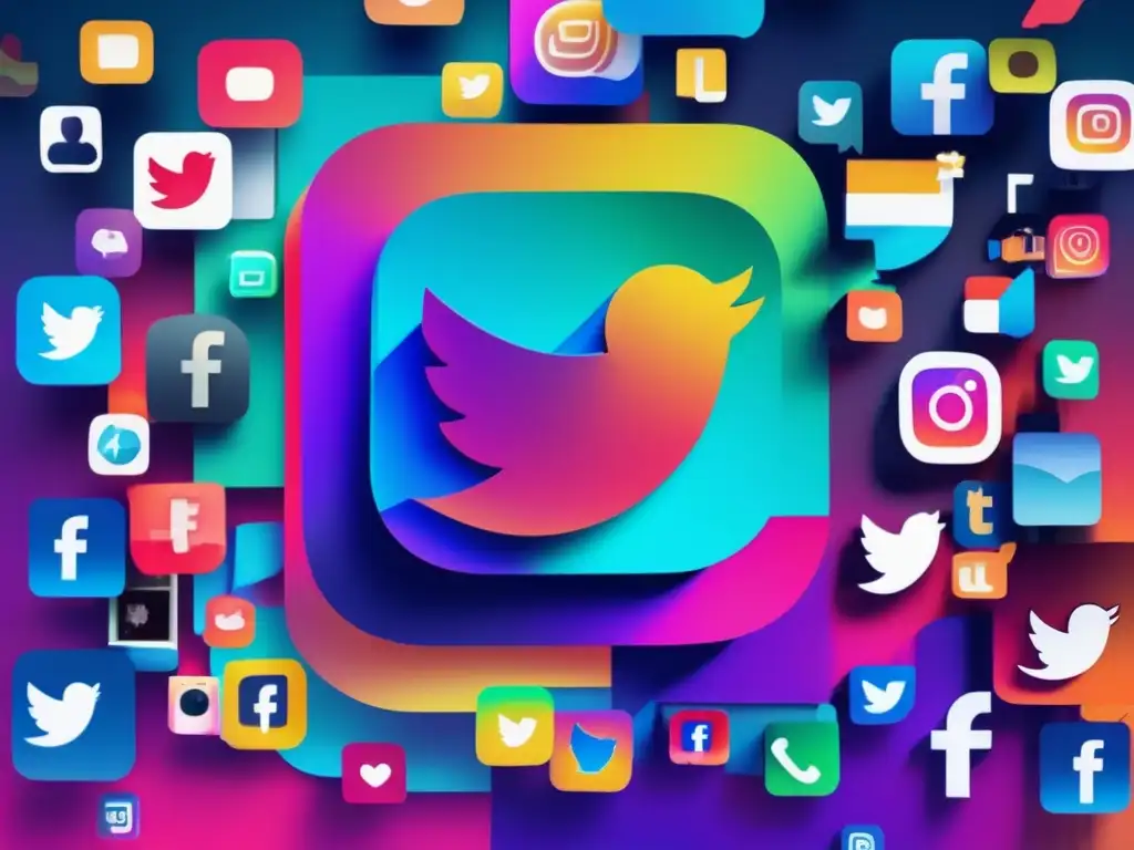 Glitch art de iconos de redes sociales en colores vibrantes