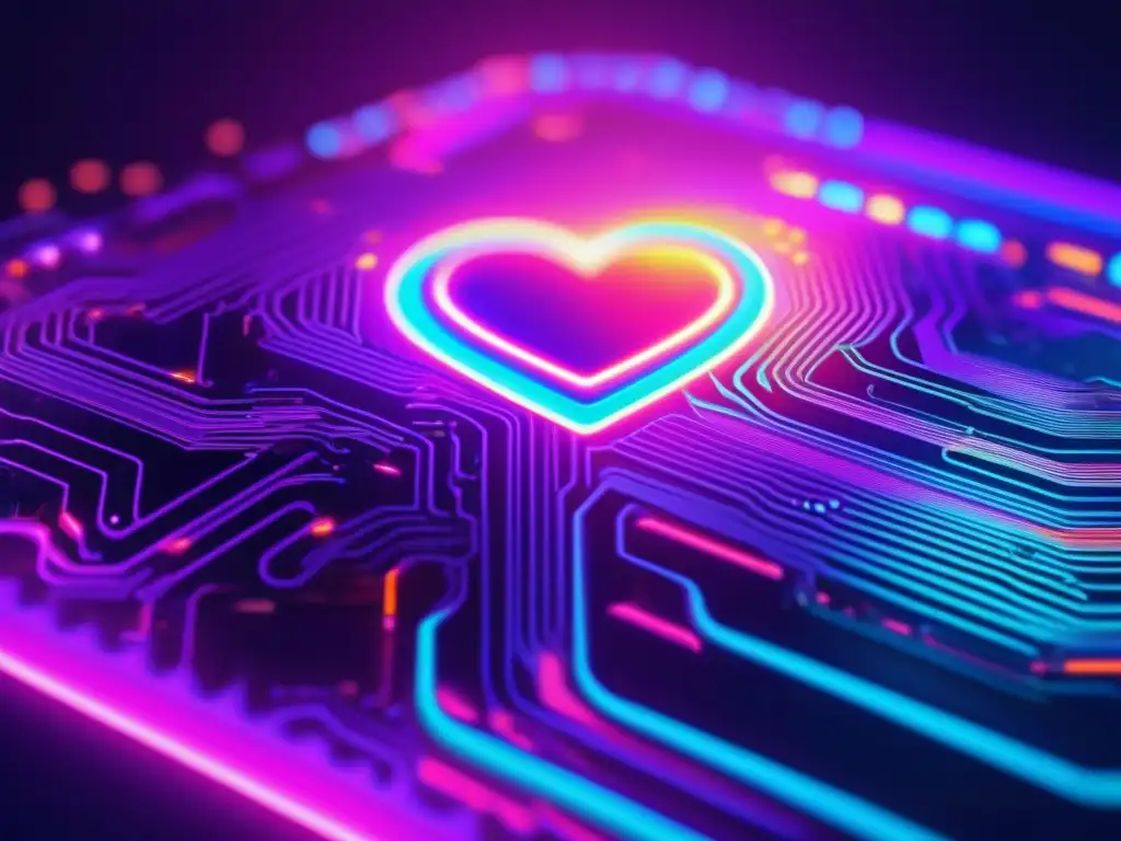 Glitch art 8k: vulnerabilidad Heartbleed en circuito impreso con colores neon y patrones caóticos