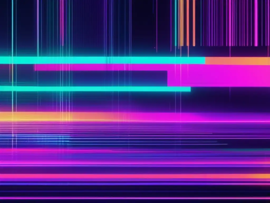 Glitch en pantalla de código y gráficos distorsionados