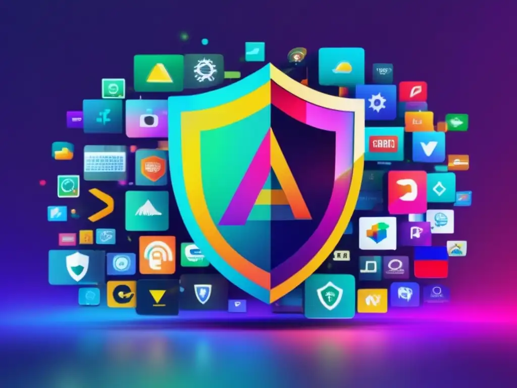 Glitch de pantalla con logos antivirus: defensa contra malware