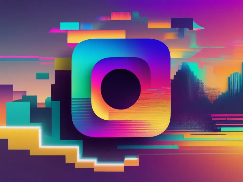 Imagen glitch art con logo Instagram distorsionado, simbolizando la vulnerabilidad de una cuenta Instagram