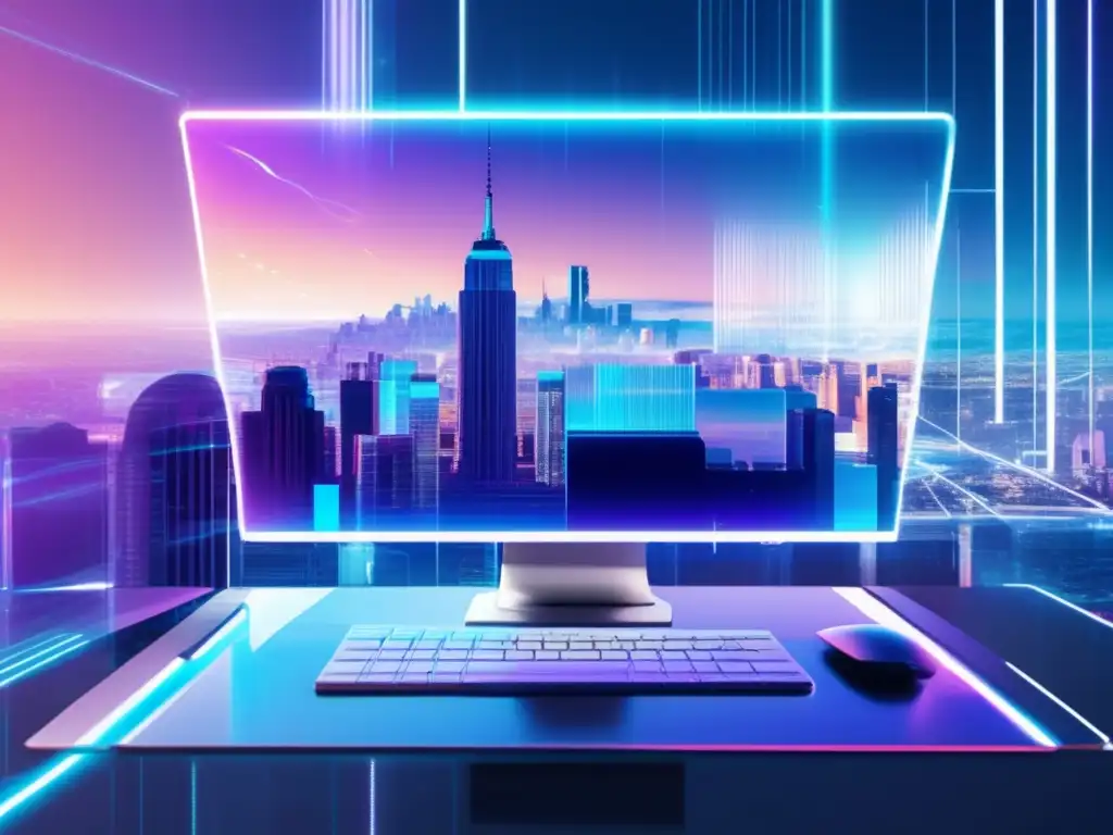 Futuro virtual: seguridad en el trabajo remoto Imagen de glitch art: Teletrabajo y medidas de seguridad