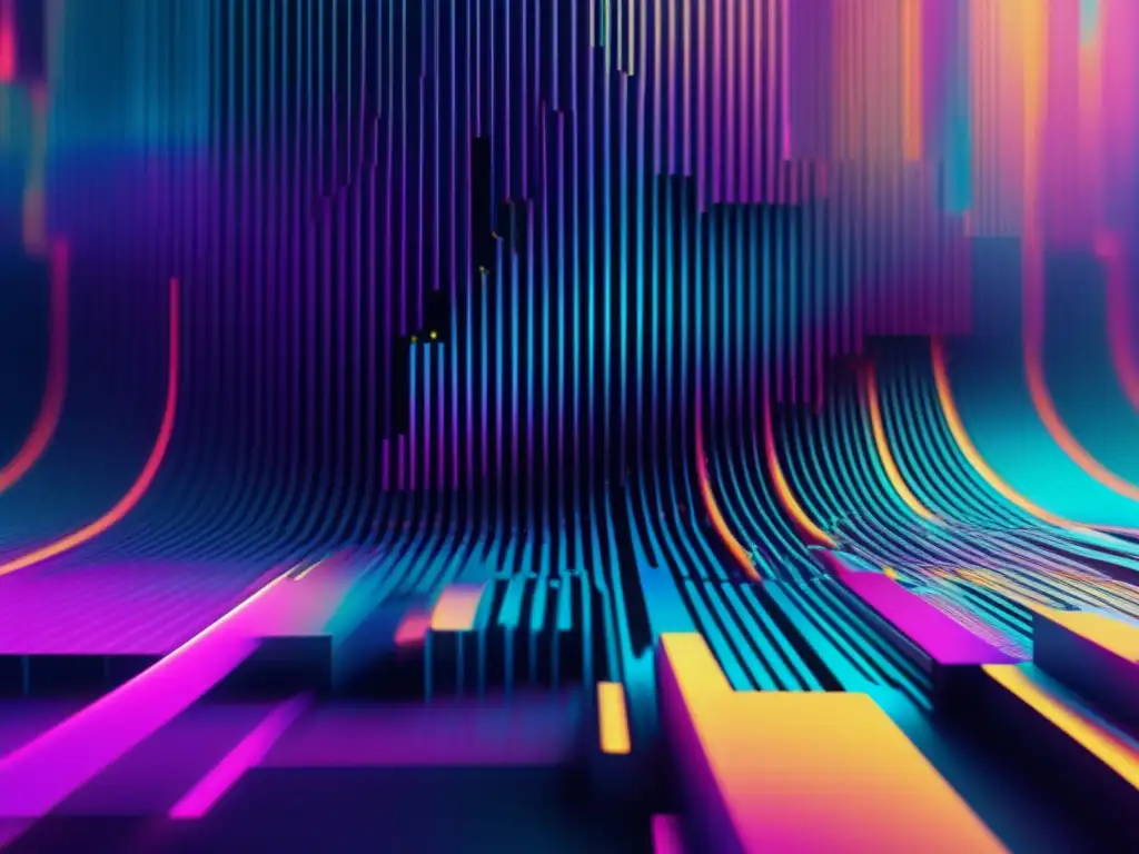 Imagen de glitch art 8K con composición vibrante y dinámica que representa la guía avanzada para convertirse en experto en ciberseguridad