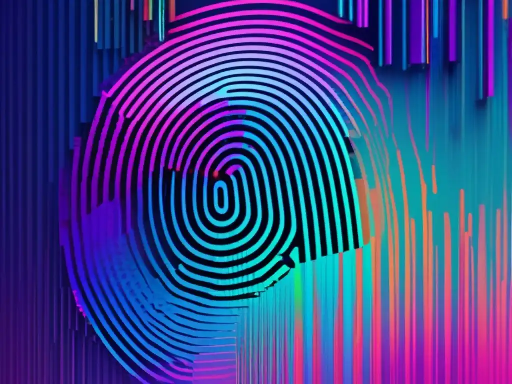 Imagen: Arte glitch con huella digital fragmentada y técnicas forenses en almacenamiento masivo