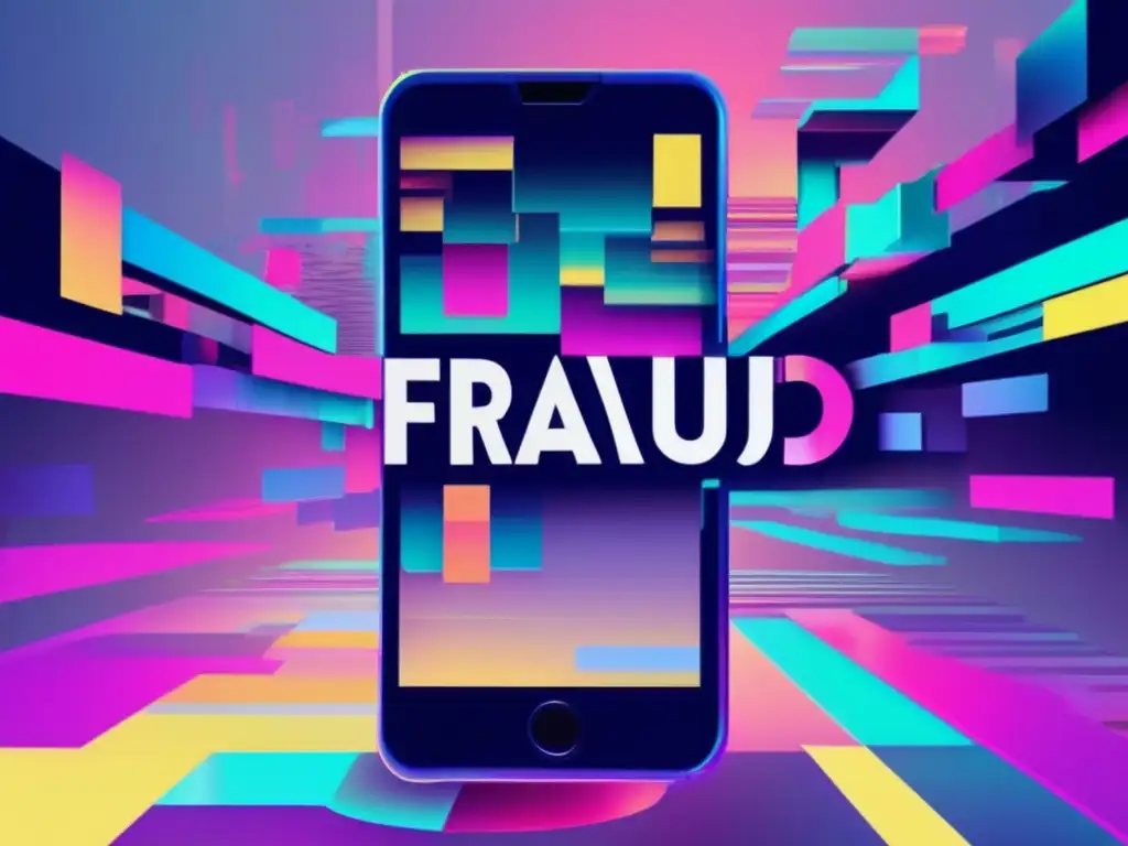 Peligro de smishing: prevén Imagen de arte glitch con composición surrealista y distorsionada, mostrando smishing y cómo prevenirlo