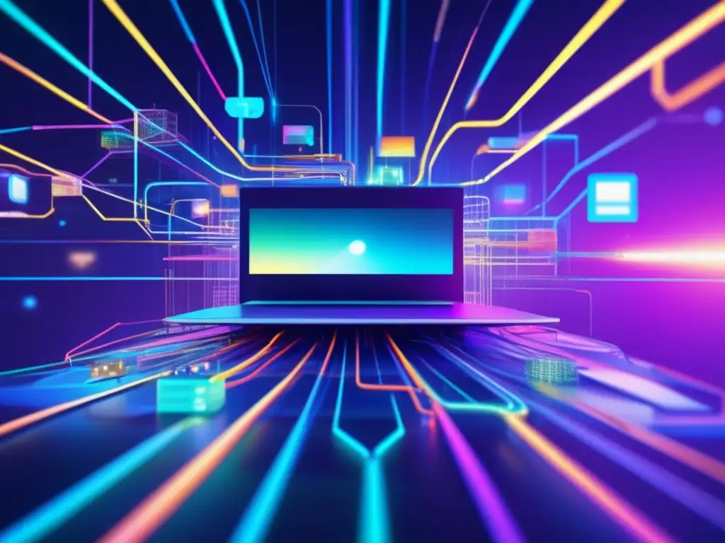 Red segura y protegida WiFi Imagen de arte glitch ultradetallada que representa una red futurista y conectada de dispositivos, con colores vibrantes y formas distorsionadas