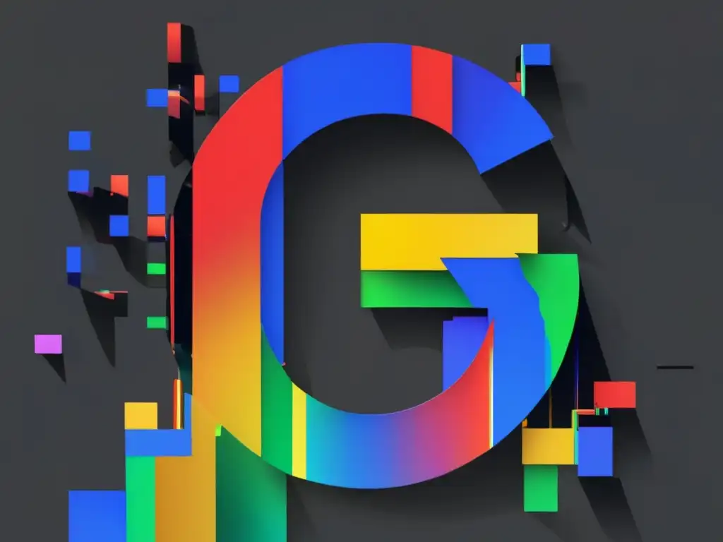 Imagen de logo Google shatter glitch art, impacto TJUE derecho al olvido