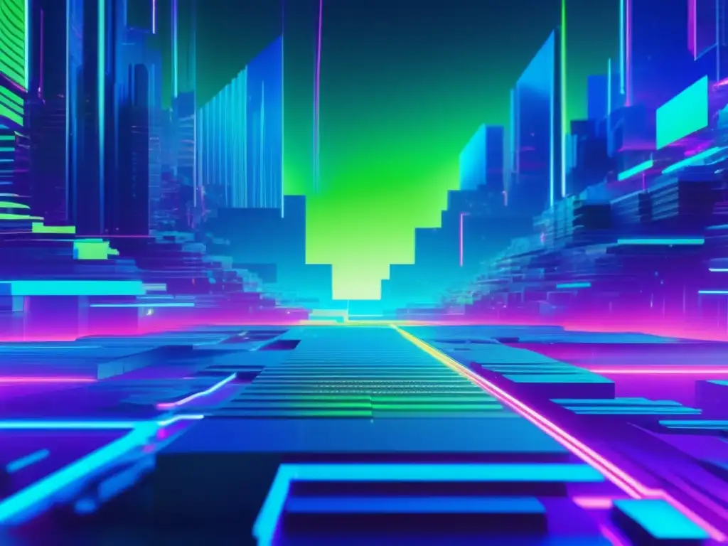 Imagen: Paisaje digital en 8k con glitch art y efectos futuristas