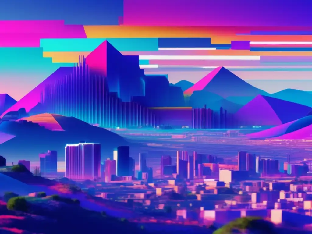 Imagen de paisaje digital con escudo antivirus futurista y glitch art para artículo sobre defensa contra malware con antivirus avanzado