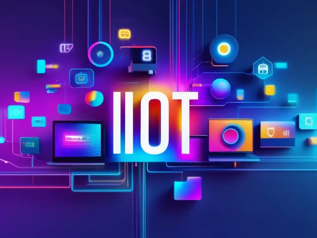 Interconexión de dispositivos IoT con efecto glitch que resalta la importancia de la criptografía en IoT