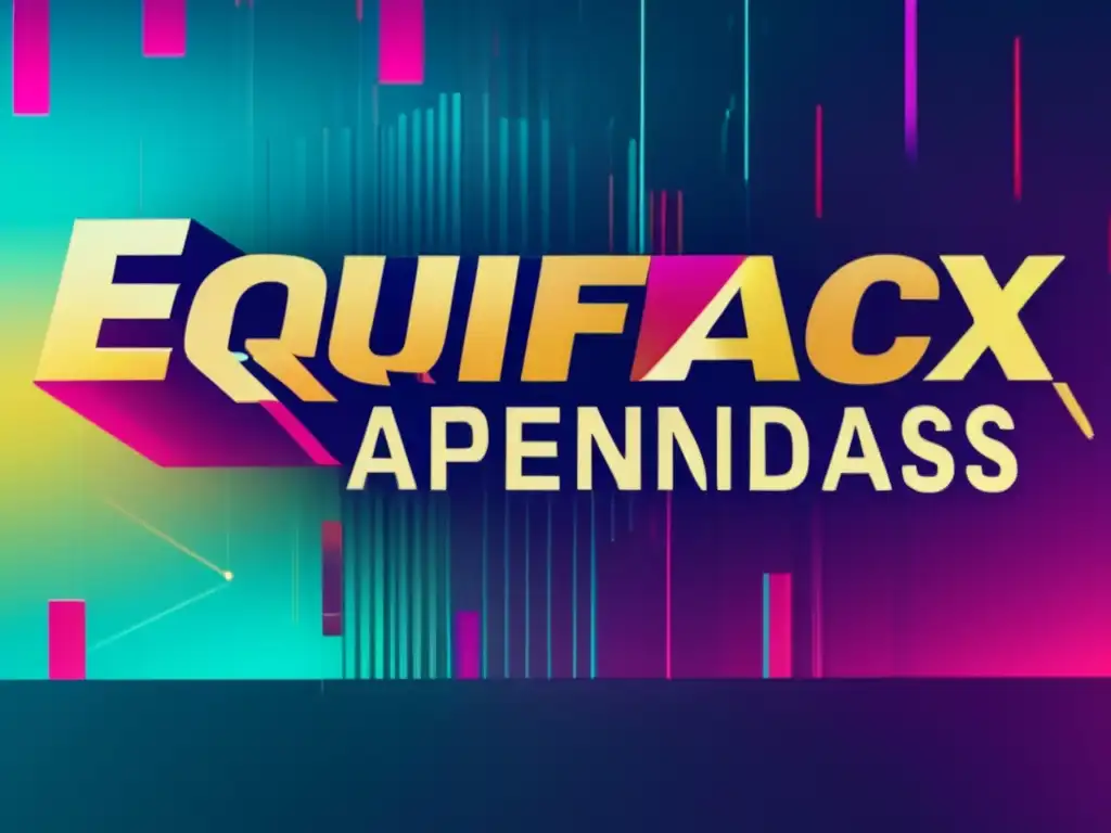 Lecciones aprendidas Equifax hackeo: paisaje digital glitch con colores vibrantes y formas fragmentadas