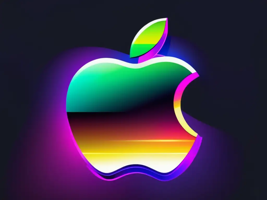 Logo Apple en estilo glitch con efectos vibrantes y distorsionados