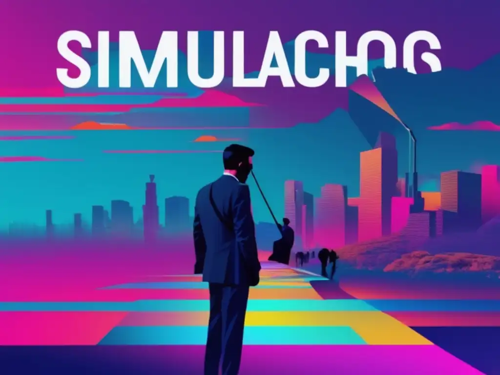 Paisaje digital con colores vibrantes y elementos glitch que representan la conciencia de seguridad en entrenamientos simulacros phishing
