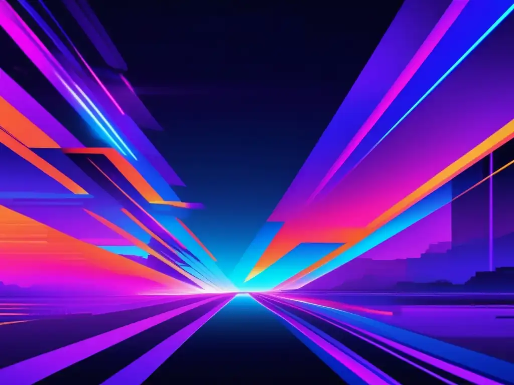 Paisaje digital futurista glitch art Paisaje digital futurista con glitch art y colores vibrantes