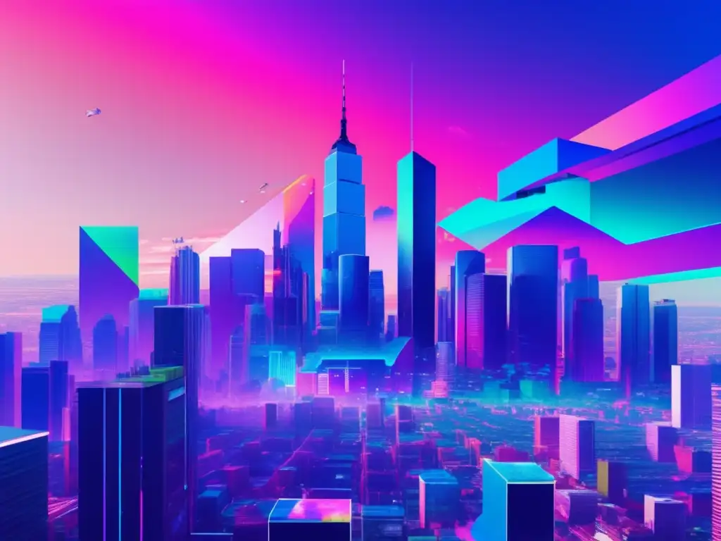 Paisaje digital 8K con glitch art y protección de identidad en redes sociales