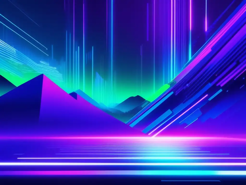 Paisaje futurista de ciberespacio con glitch art