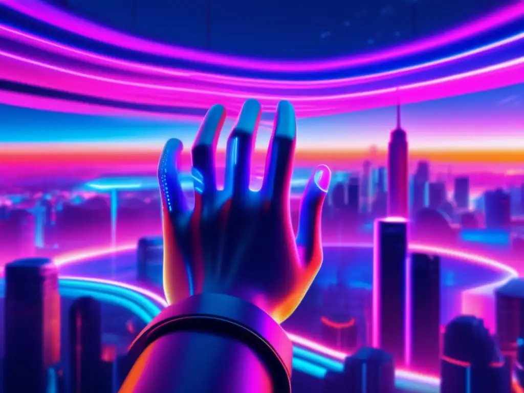 Paisaje futurista inmerso en un mundo digital glitch Paisaje futurista inmerso en mundo digital con tecnologías emergentes ciberseguridad