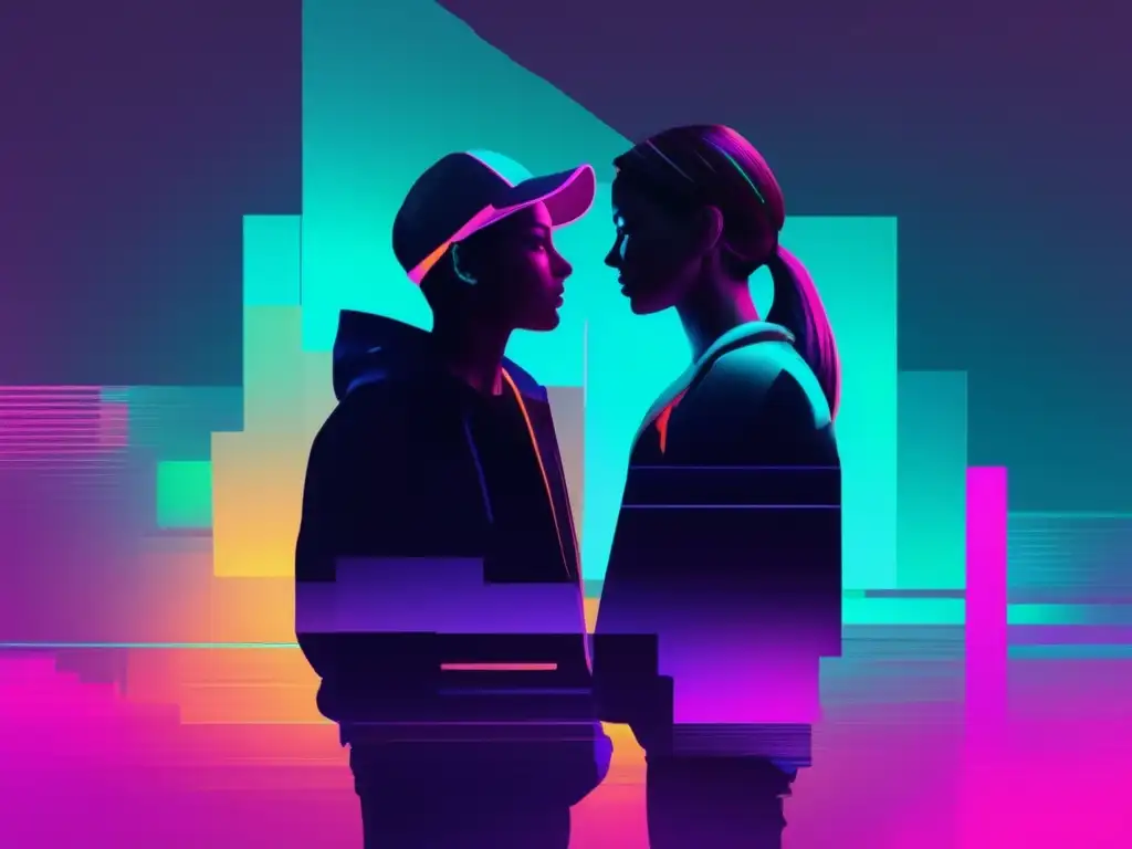 Pareja en glitch art: Privacidad digital en relaciones de pareja