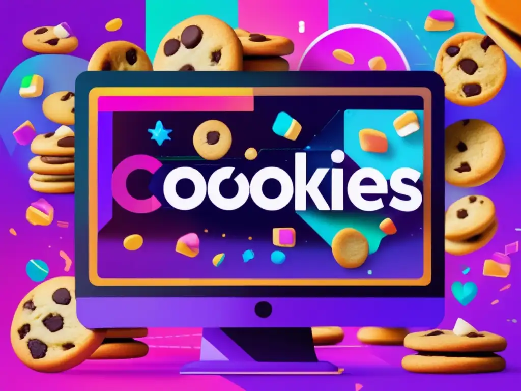 Privacidad en línea: Protección contra cookies y seguimiento en una imagen glitch de pantalla de computadora