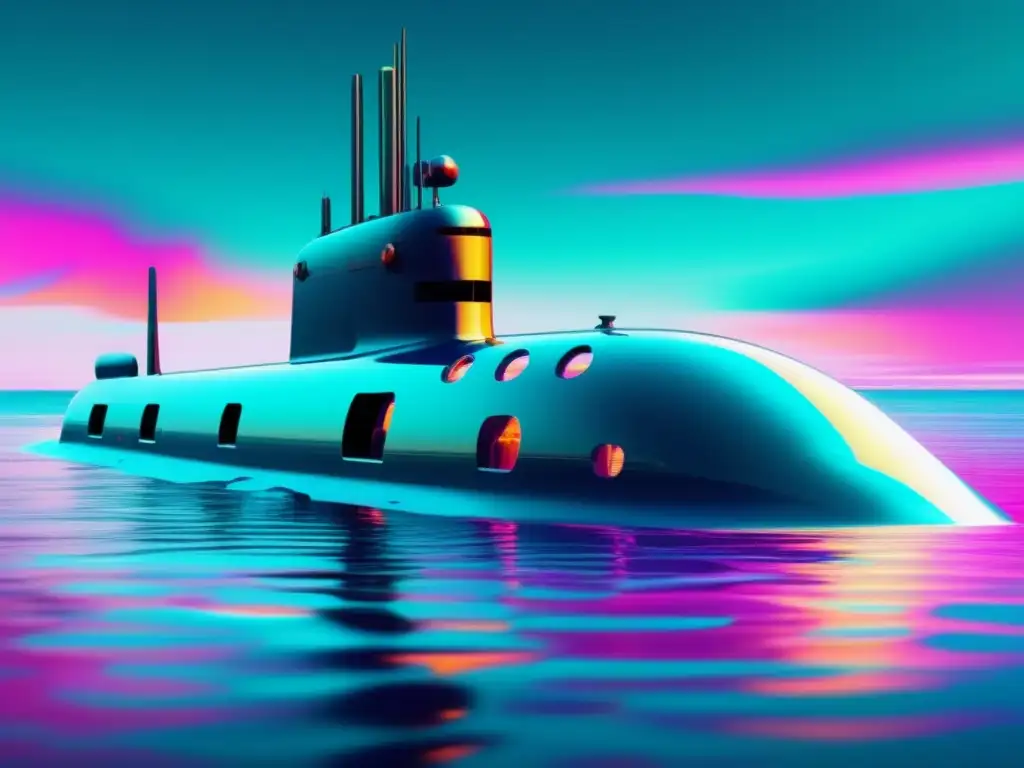 Vulnerabilidades transporte submarino ciberseguridad, glitch arte oceánico surreal y cybernetic